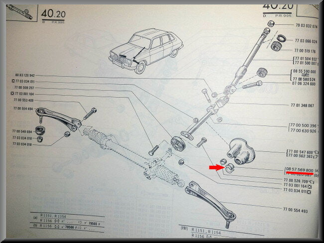 Geleidebus schakelstang – Renault 16 – OEM 0857569800