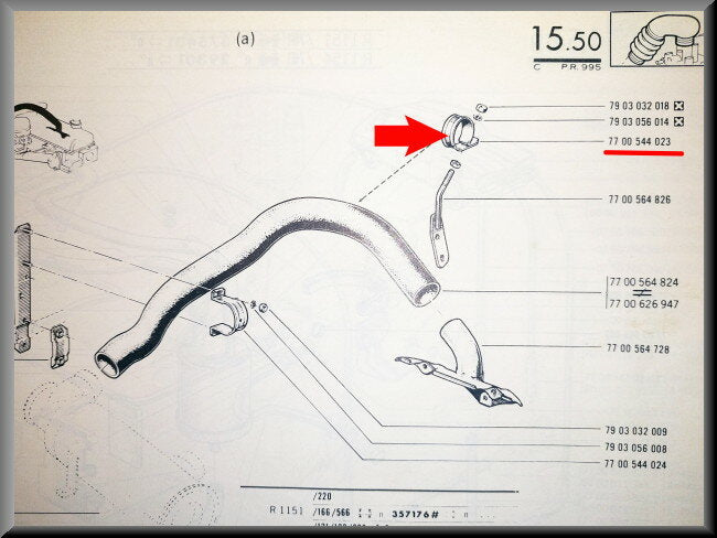 Bracket heater hose preheating – Renault 16 – OEM 7700544023