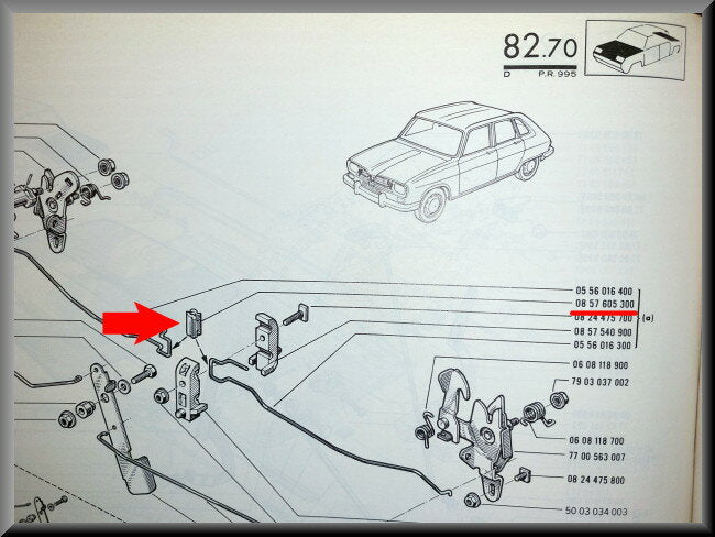 Hood closing mechanism protection – Renault 16 – OEM 0857605300