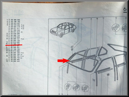 Lèche-vitre avant droit – Renault 14 – OEM 7700585725 – NOS