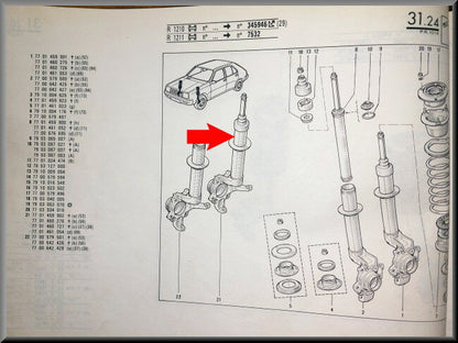 Veerpoot rechts met schokbreker  – Renault 14 – NOS