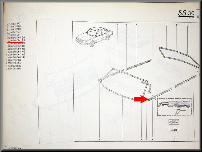 Sierlijst portier voorzijde links  – Renault 18 – OEM 7700640064 – NOS