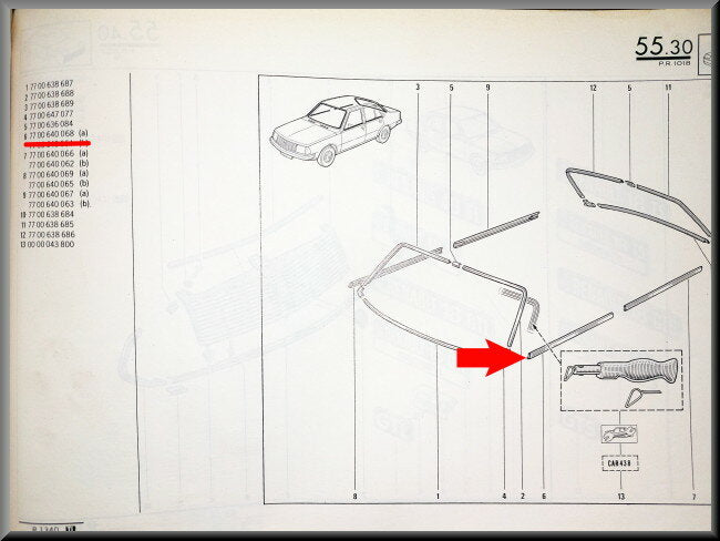 Sierlijst portier voorzijde links  – Renault 18 – OEM 7700640068 – NOS