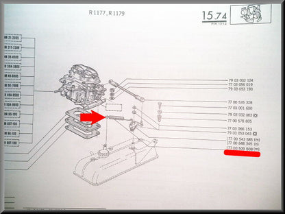 Ressort de câble d'accélérateur – Renault 12 – Renault 15 - OEM 7700509808 / 7700519101
