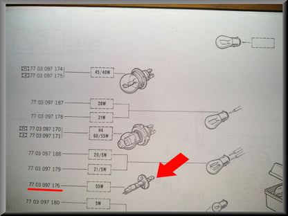 Lampje H 1 – Renault – OEM 7703097176