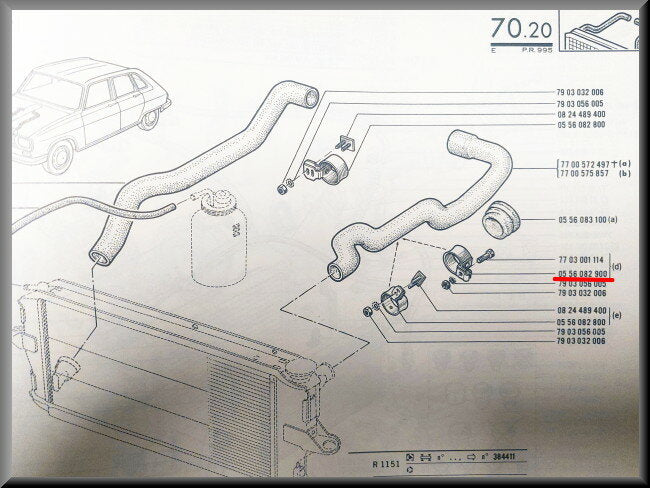 Beugel waterslang links – Renault 16 – OEM 0556082900