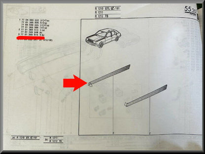Bande décorative capot droit – Renault 14 – OEM 7701365514 – NOS