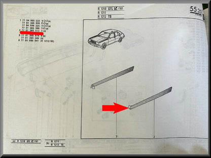 Striping hood left – Renault 14 – OEM 7701365513 – NOS