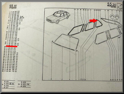 Cadre de vitre arrière droit – Renault 20 - Renault 30 – OEM 7700573744 – NOS