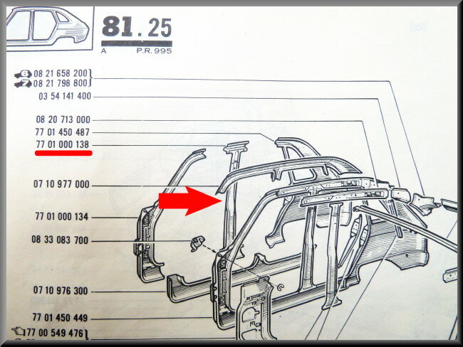 B Stijl rechts – Renault 16 – OEM 7701000138