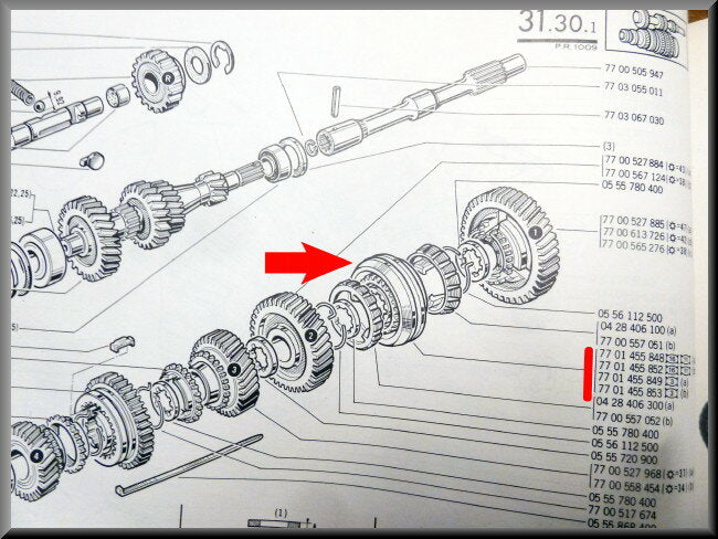 Moyeu de synchronisation 1re et 2e vitesse (30 dents) – Renault 12 - Renault 16 – OEM 7701455853 et 7701455852 (30 dents)