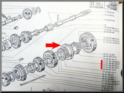Moyeu de synchronisation 1re et 2e vitesse (30 dents) – Renault 12 - Renault 16 – OEM 7701455853 et 7701455852 (30 dents)