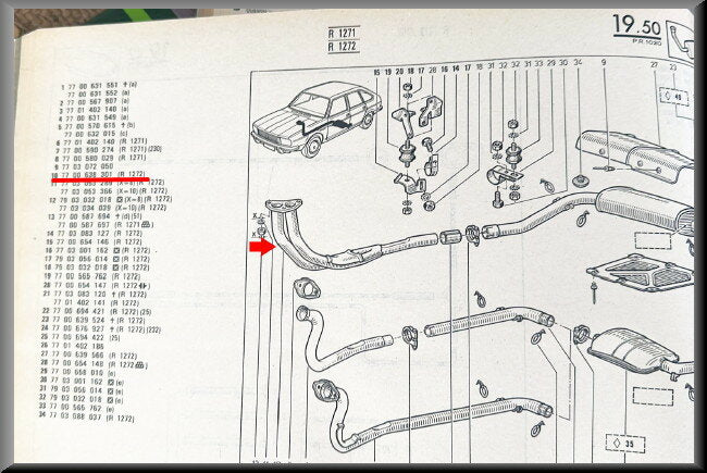 Tuyau d'échappement – Renault 20 – OEM 7700638301