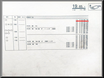 Silencieux d'échappement WALKER RE 1671 4708 – Renault 30 - Renault 25 – OEM 7700663768 – NOS