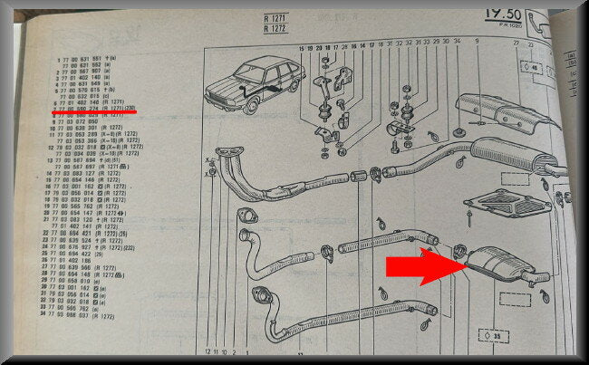 Silencieux d'échappement – Renault 20 - Renault 30 – OEM 7700590274 – NOS