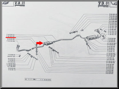 Uitlaat demper  – Renault 12 Gordini, Renault 15, Renault 17 – OEM 7700544055 – NOS