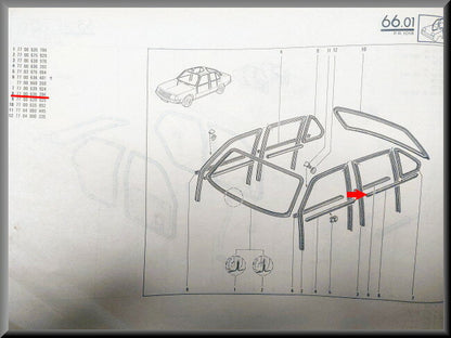 Lèche-vitre arrière gauche – Renault 18 – OEM 7700636394 – NOS