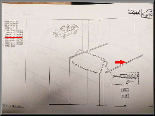 Baguette de protection porte arrière gauche – Renault 18 – OEM 7700645689 – NOS