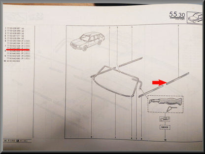 Baguette de protection porte arrière gauche – Renault 18 – OEM 7700645689 – NOS