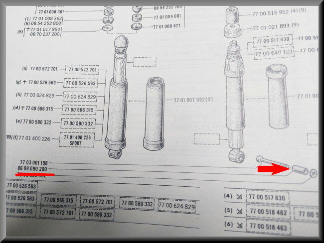 Shock absorber guide bushing bolt – Renault 16 – OEM 0608090200