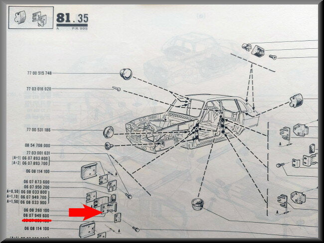 Loquet de porte avant – Renault 16 – OEM 0607949600