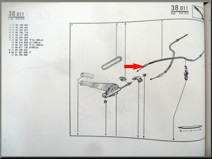 Câble de frein à main arrière droit – Renault 19 – OEM 7700781393 / 7700816858 – NOS