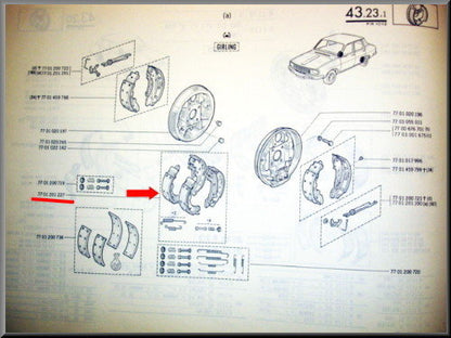 Remschoenen Girling – Renault 12 – Renault 15 - Renault 17 - OEM 7701201674