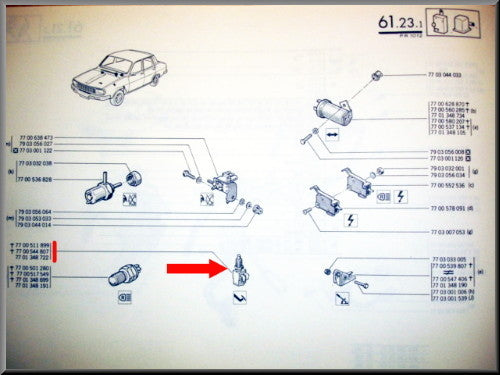 Remlichtschakelaar – Renault 12 – Renault 16 - Renault 4 - OEM 7701348722