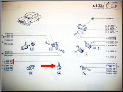 Remlichtschakelaar – Renault 12 – Renault 16 - Renault 4 - OEM 7701348722