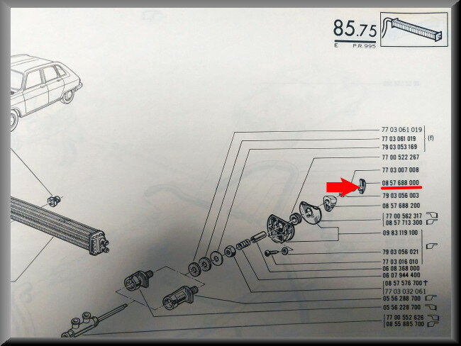 Cache-bouton de robinet de chauffage – Renault 16 – OEM 0857688000