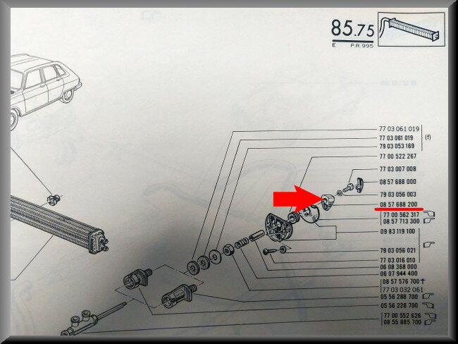 Kachelkraan knop – Renault 16 – OEM 0857688200