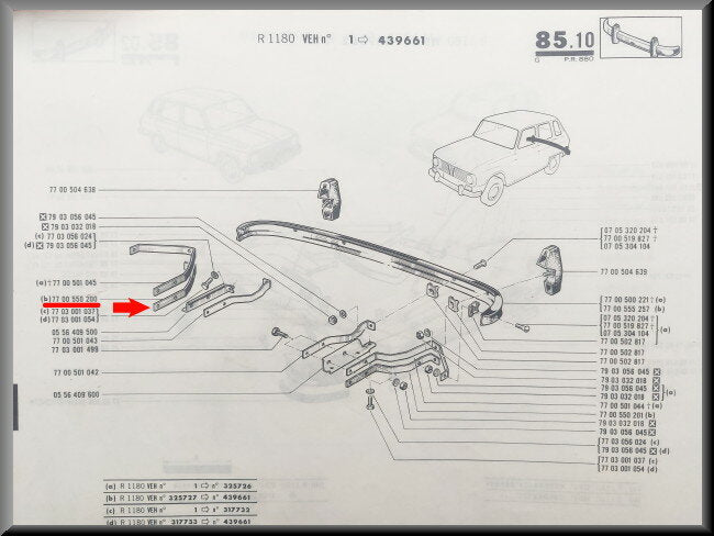 Bumpersteun rechts achter – Renault 6 – OEM 7700550200