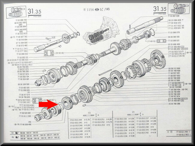 Secondary shaft circlip (4.10 mm) – Renault 16 – OEM 7703053242