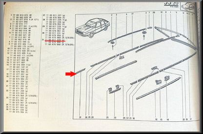 Sierstrip voorzijde rechts  – Renault 20 - Renault 30 – OEM 7700611229 – NOS