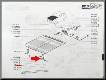 Motorkap scharnier links – Renault 6 – OEM 7700514754
