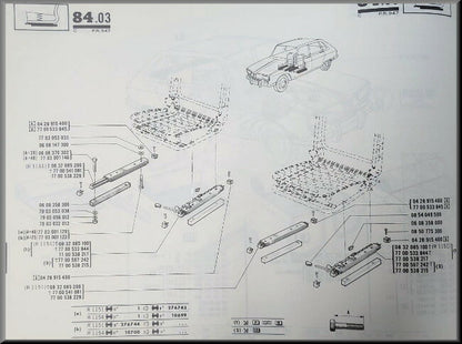 Kit de rails de guidage sièges avant – Renault 16 TS, L – OEM 0857758111 / 087000940 / 087000980 / 0857577911 / 08700090