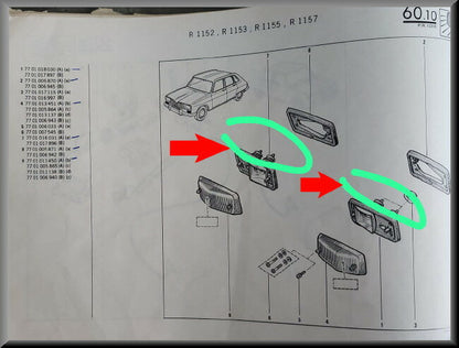 Caoutchouc de clignotant avec douille et fil – Renault 16 TX – OEM 7701016997