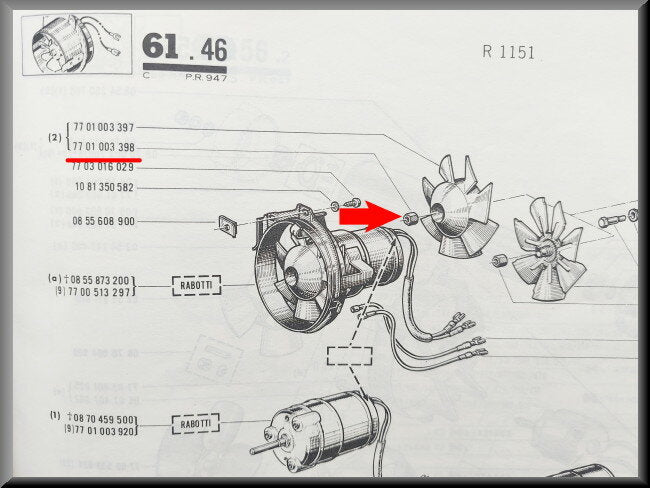 Vis de fixation hélice ventilateur de chauffage – Renault 16 - Alpine – OEM 7701003398