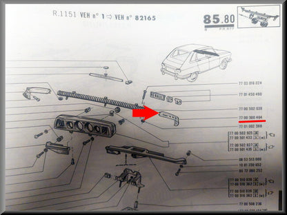 Dashboarddeel rechts  – Renault 16 – OEM 7700500464 – Used