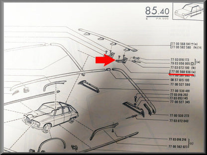 Zadel bevestiging dakspoiler – Renault 16 TX – OEM 7700568936