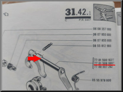 Arbre d'embrayage (17,6 cm SANS fourchette) – Renault 16 type 1 – OEM 7701508999