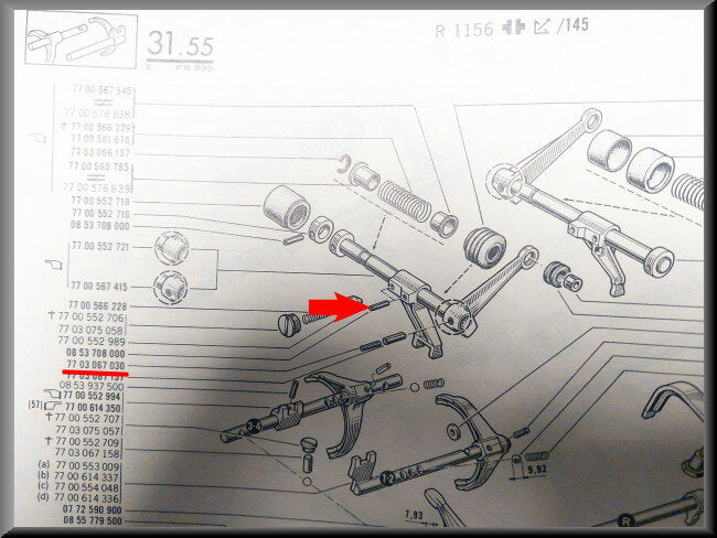 Goupille de blocage sélecteur de vitesse – Renault 16 – OEM 7703067030 et 0022251112
