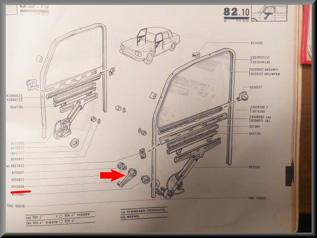 Raamslinger  – Renault 8 – OEM 0855505000 – NOS