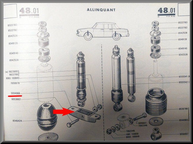 Shock absorber mounting – Renault 8 - Renault 10 – OEM 0555496600