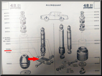 Shock absorber mounting – Renault 8 - Renault 10 – OEM 0555496600