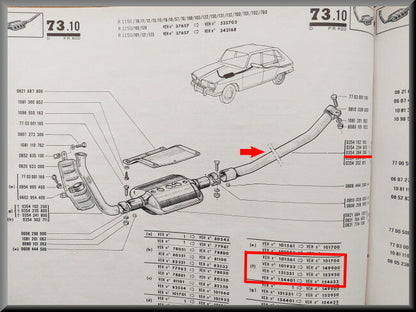 Middenpijp – Renault 16 TL, L – OEM 0354284500