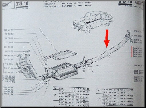 Middenpijp – Renault 16 TL, L – OEM 0354284511