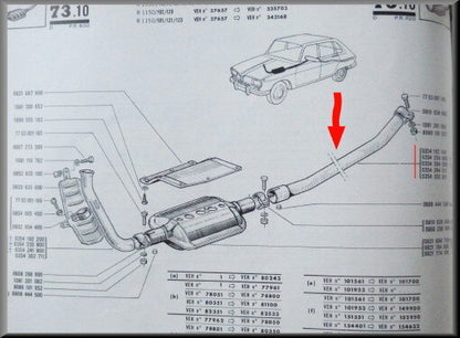 Middenpijp – Renault 16 TL, L – OEM 0354284511