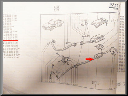 Exhaust pipe with silencer (total length 215 cm) – Renault 18 – OEM 7700690759 – NOS