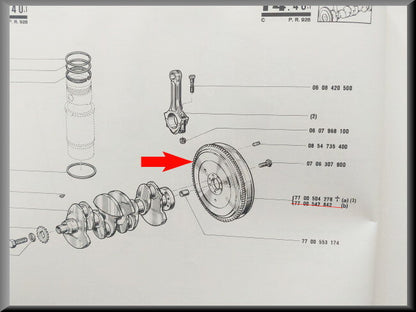 Flywheel (25 cm diameter, 37 mm bore - small crankshaft) – Renault 12 – OEM 7700504278